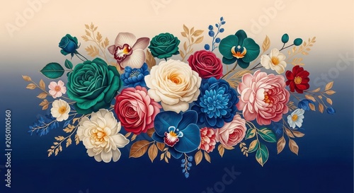 Rich jewel tone floral arrangement with orchids