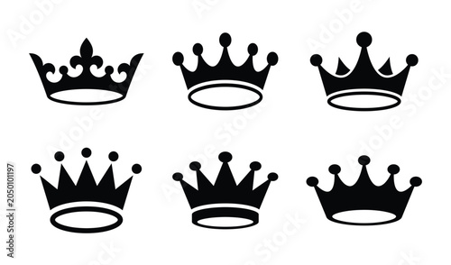 Foto Collection of royal crown silhouettes for heraldry and logo design with monarchy