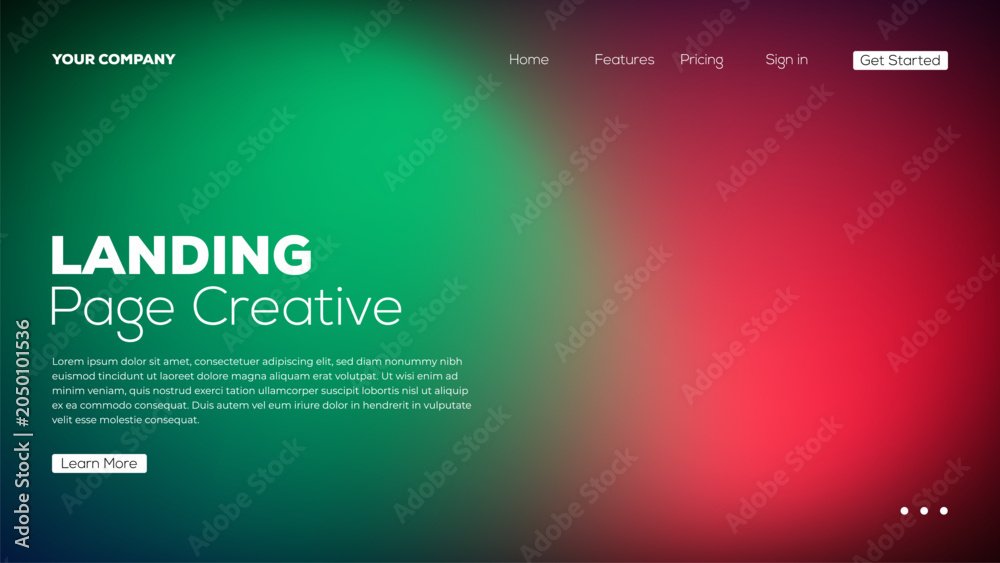 Obraz premium Landing page creative design, modern web page design with rich maroon background, simple interface layout for website template.