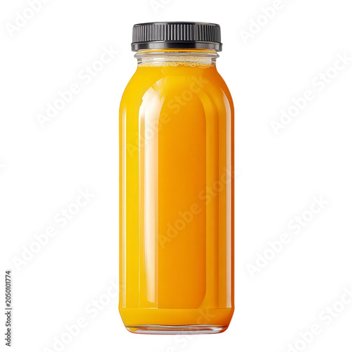Fresh orange juice in a glass bottle