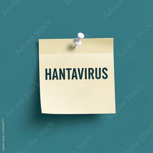 Sticky note with hantavirus text on teal background