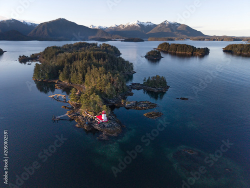 Obraz na płótnie Lighthouse at sunrise; Sitka, Alaska