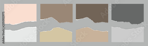 Set of ripped paper, New ripped paper jagged border, torn sheets paper top, collection of torn, Paper torn strip stroke with cut stuck edges. Vector illustration