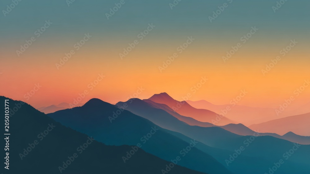 Obraz premium Serene Sunrise Over the Great Wall with Soft Gradient Backdrop and Calm Atmosphere