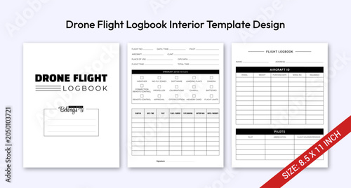 Fotografie Drone Flight Logbook Kdp Interior Vector Template Design