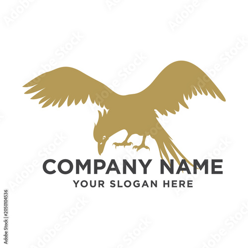 Minimalist Golden Phoenix Emblem, Winged Firebird Silhouette for Luxury Branding