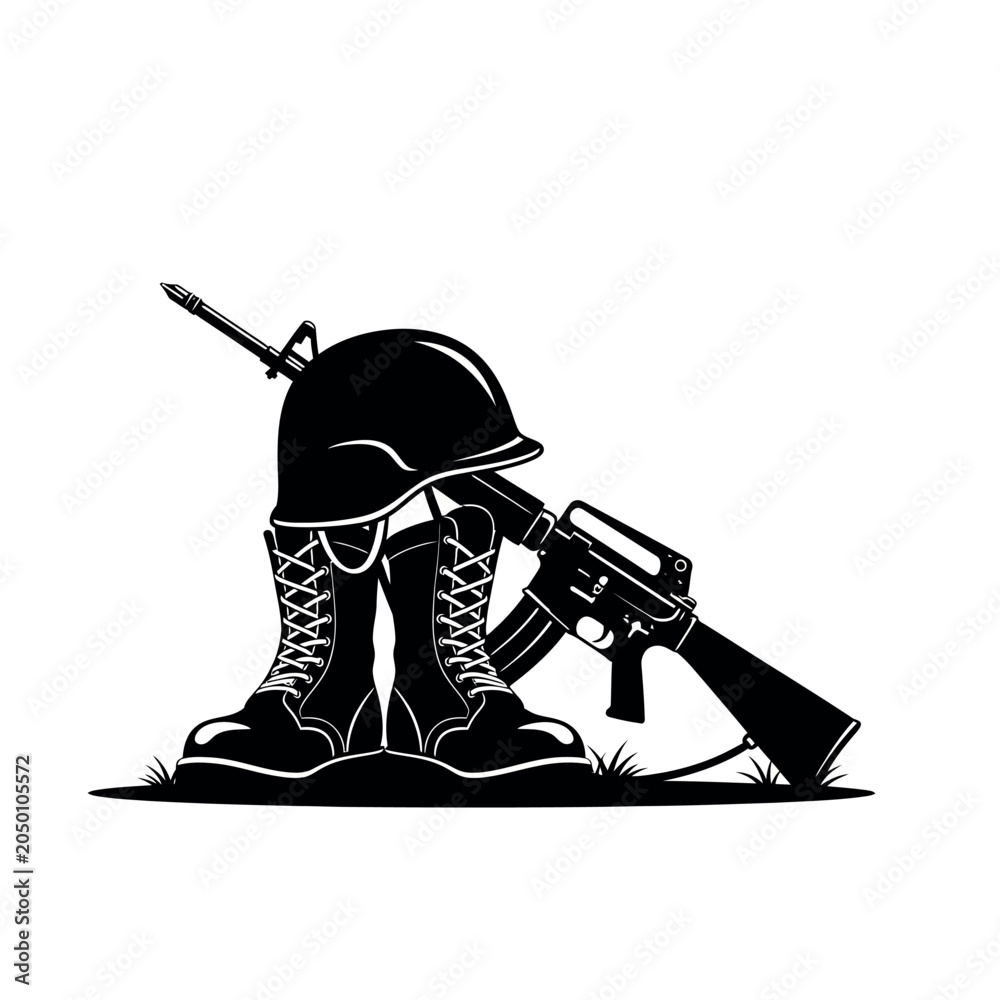 Fototapeta premium Military Memorial Symbol of Fallen Soldier.