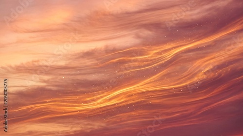 Breathtaking Atmospheric Sunset Sky Background Featuring Swirling Golden Clouds and Warm Pastel Hues for Artistic Design Projects