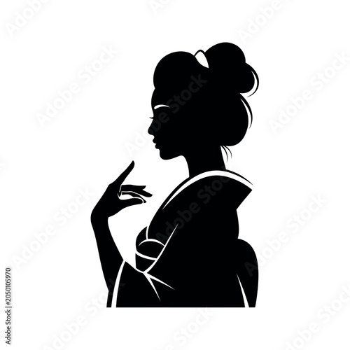 Billede på lærred Silhouette of a Japanese Geisha in traditional attire 4.