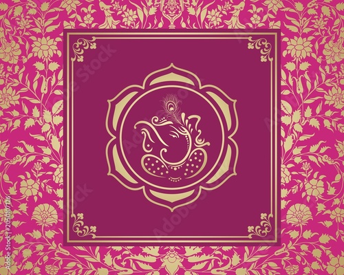 Ganesha, wedding card, royal Rajasthan, India	