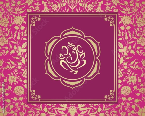 Ganesha, wedding card, royal Rajasthan, India	