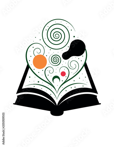 Cosmic Portal Book Silhouette Fantasy Design