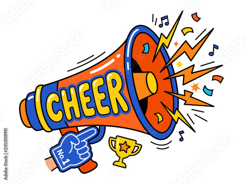 Fotografie A vibrant megaphone with the word cheer on it blasts powerful sounds with musica