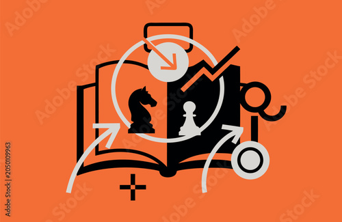 Chess Strategy Book Silhouette Illustration Concept