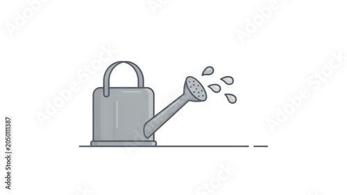 Canvas-taulu Gray watering can pouring water with droplets in mid-air Vector