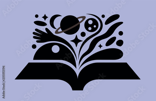Space Explorer Book Silhouette Adventure Illustration