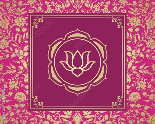water lily, wedding card design, royal India	