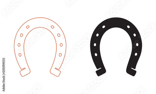 Horseshoe icons in orange outline and black solid styles