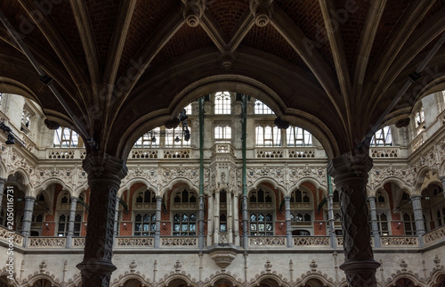 Detail of medieval trade mart in Antwerp Belgium