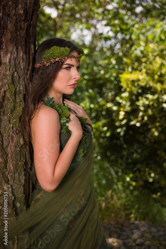 Tree fairy in green dress