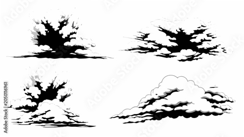 Canvastavla Cloud Formations Style In Black And White A Collection Of Four Atmospheric Shape