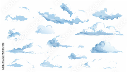 Photos Collection Of Fluffy Clouds A Watercolor Style Illustration On A White Backgroun