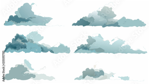 Canvastavla A Collection Of Eight Varied Cloud Formations Digital Vector Illustration On Whi