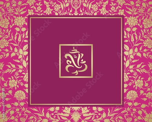 Ganesha, wedding card, royal Rajasthan, India	