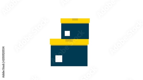 Stack of Boxes. A simple 2d animation featuring two dark blue boxes stacked one on top of the other. with alpha channel transparent background