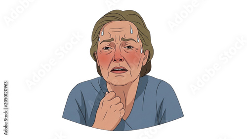 Photos An elderly woman shows Emotions on her face with a concerned expression