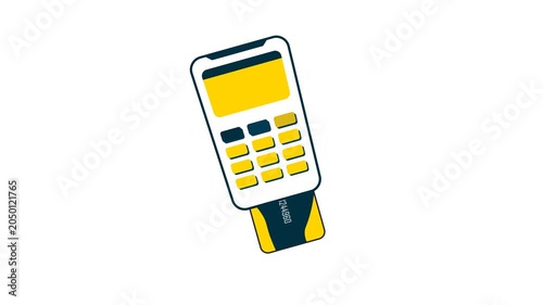 Payment Terminal with Card. 2d animation modern payment terminal symbolizing cashless transactions and financial technology. with alpha channel transparent background