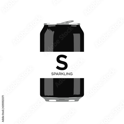 Black Sparkling Drink Can with White Label