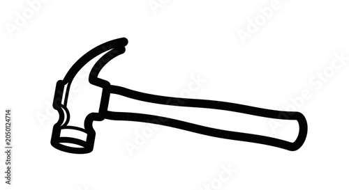 Black and white illustration of a hammer with a handle