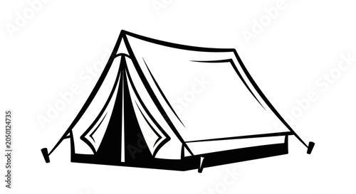 Black and white illustration of a tent