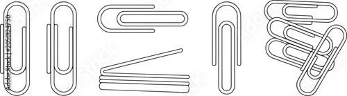 Bild auf Leinwand Collection of paper clips in various positions and orientations on a transparent background, office supplies for organizing documents and papers