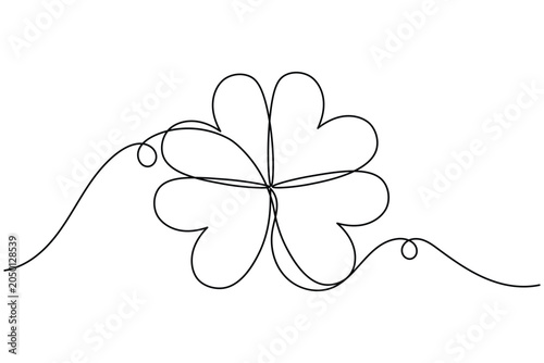 Continuous one line drawing of four leaf clovers sign icon single art three leaves clover on white background minimalist shamrock and sustainability symbol outline vector illustration