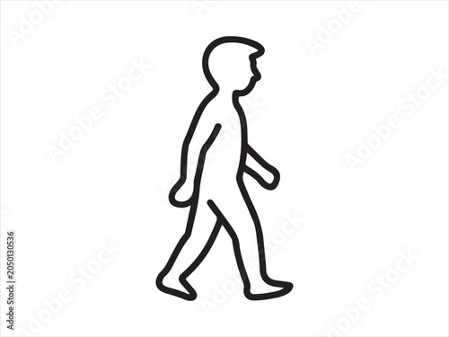 Walking person outline flat vector illustration