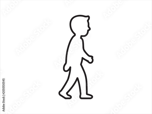 Walking person outline flat vector illustration