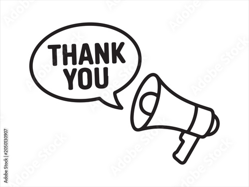 Thank You Speech Bubble with Megaphone Line Icon vector