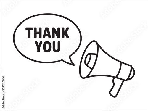 Thank You Speech Bubble with Megaphone Line Icon vector