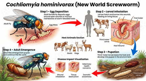 New World Screwworm Life Cycle Step Stage