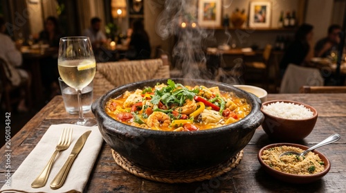 Fotografía Moqueca brazilian seafood stew served in a traditional clay pot
