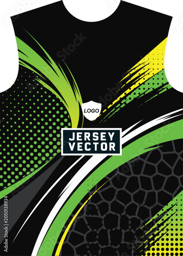 Sportswear jersey design template vector for racing, gaming, and e-sports uniform.