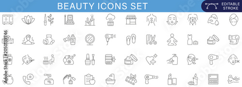 Foto Beauty icons set collection with skincare, cosmetics, spa, salon, wellness, mani