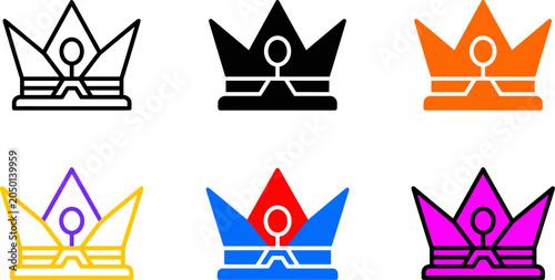 Foto Colorful crown icons in different colors and styles  royalty and nobility symbol