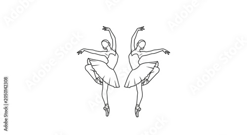Two Female Ballet Dancers Performing.