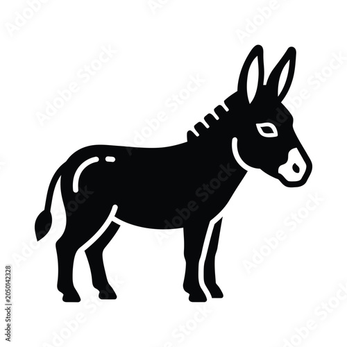 Black silhouette of a standing donkey