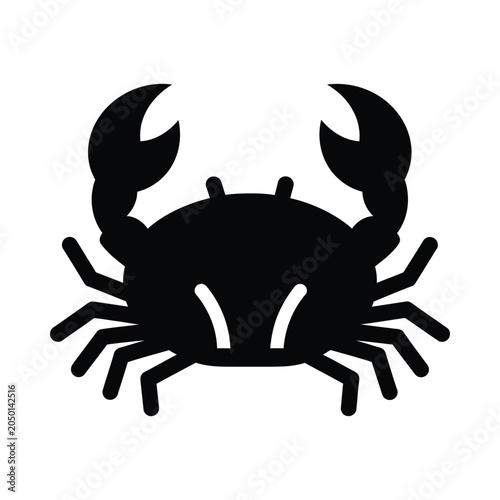 Black Silhouette Crab Vector Illustration on White Background Minimalist Design