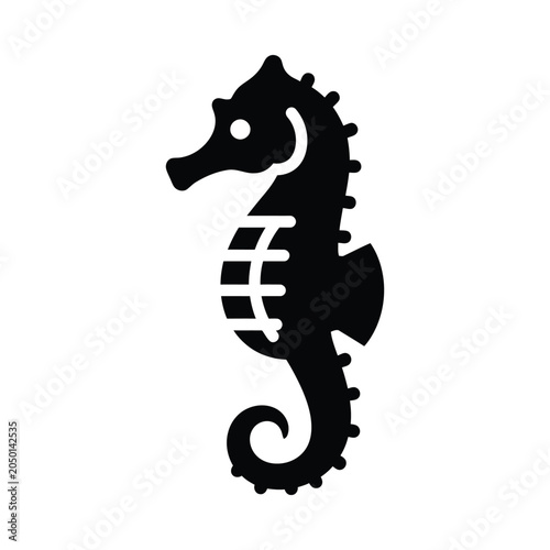 Black silhouette of a seahorse on white background