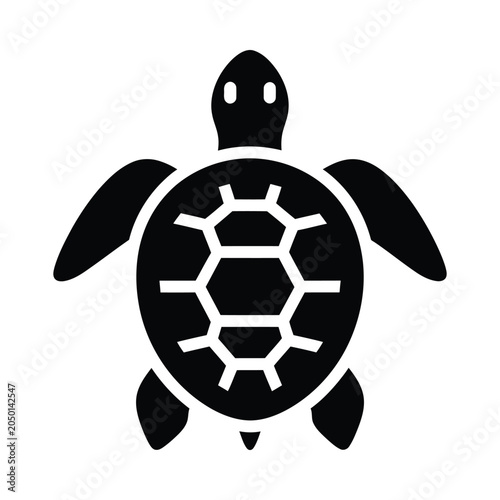 Black and White Minimalist Turtle Illustration on White Background